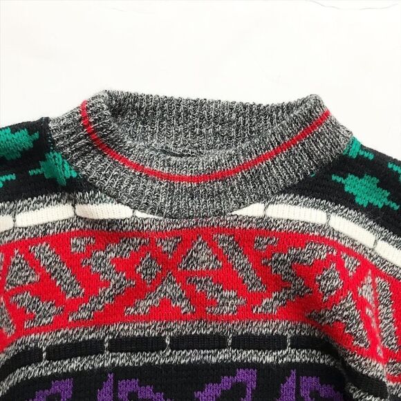 Vintage Construction Project Coogi style knit sweater EUC fits like 8-9Y - Picture 2 of 7